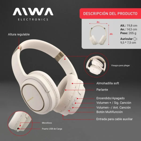 501_5 Auriculares Aiwa BT501 Luces Led