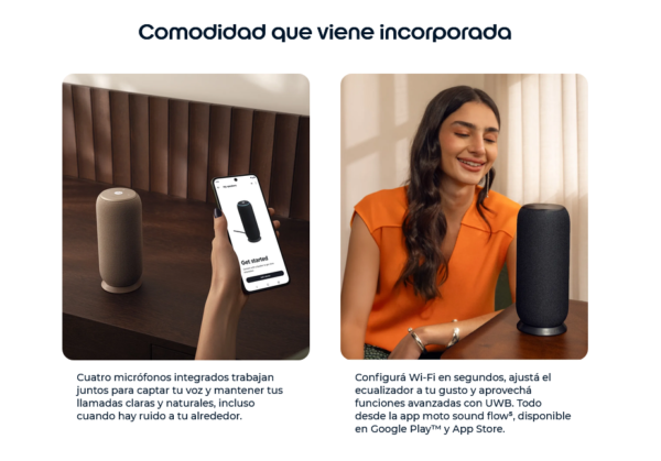 Parlante Moto Sound Flow transmisión Wi-Fi Beige